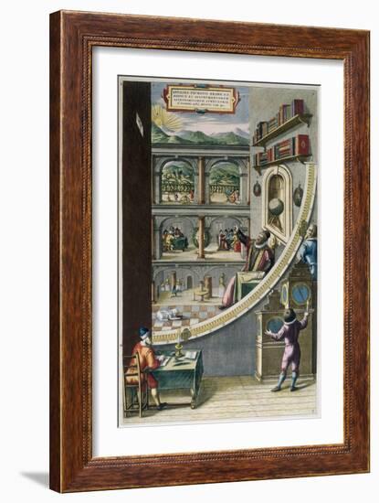 Le Quadran Mural, Tycho Brahe with Astronomical Instruments, c.1587-Joan Blaeu-Framed Giclee Print