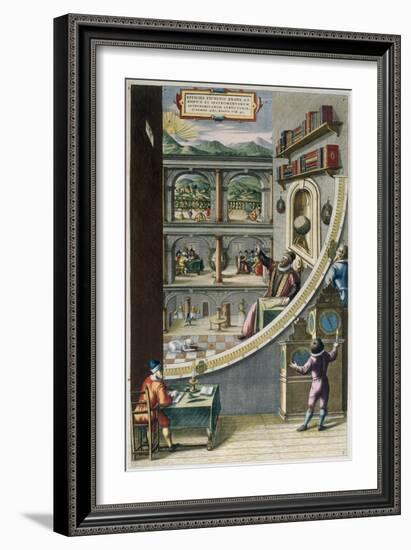 Le Quadran Mural, Tycho Brahe with Astronomical Instruments, c.1587-Joan Blaeu-Framed Giclee Print