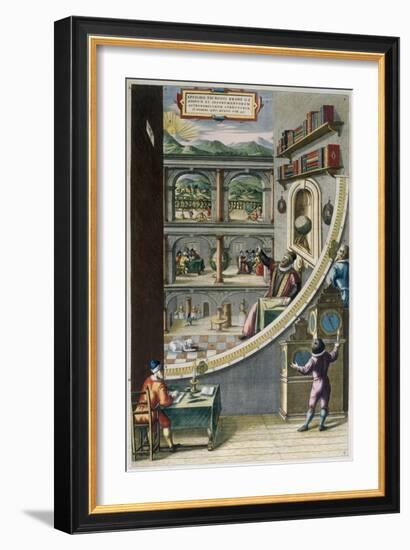 Le Quadran Mural, Tycho Brahe with Astronomical Instruments, c.1587-Joan Blaeu-Framed Giclee Print