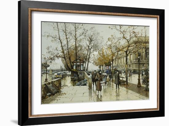 Le Quai De Louvre, Paris-Eugene Galien-Laloue-Framed Giclee Print