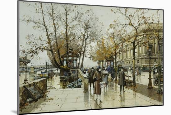 Le Quai de Louvre, Paris-Eugene Galien-Laloue-Mounted Giclee Print