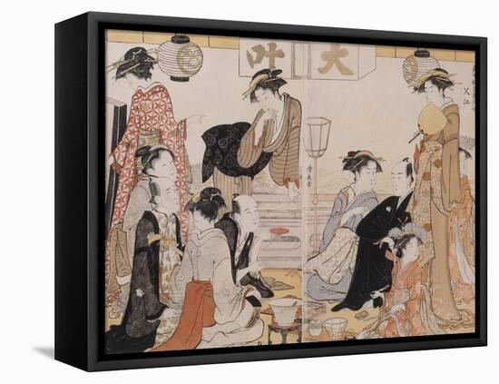 Le quartier de Nakasu-Torii Kiyonaga-Framed Premier Image Canvas