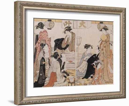 Le quartier de Nakasu-Torii Kiyonaga-Framed Giclee Print