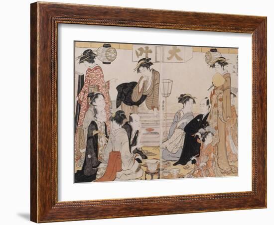 Le quartier de Nakasu-Torii Kiyonaga-Framed Giclee Print