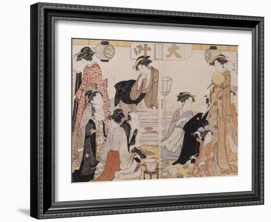 Le quartier de Nakasu-Torii Kiyonaga-Framed Giclee Print