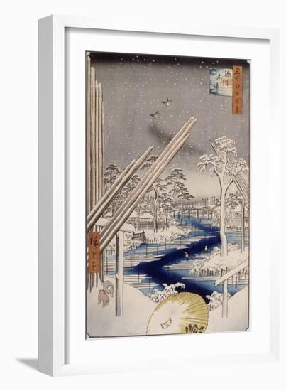 Le quartier des charpentiers à Fukagawa-Ando Hiroshige-Framed Giclee Print