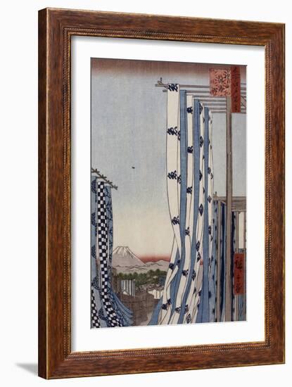 Le quartier des teinturiers à Kanda-Ando Hiroshige-Framed Giclee Print