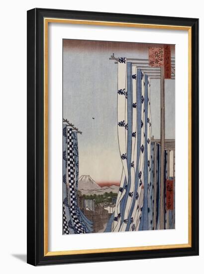 Le quartier des teinturiers à Kanda-Ando Hiroshige-Framed Giclee Print