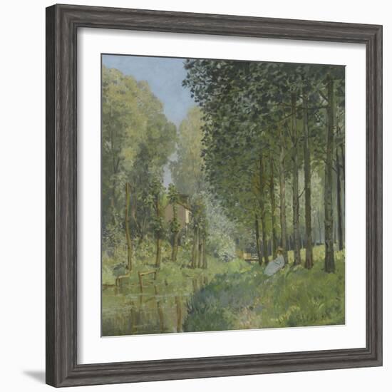 Le repos au bord du ruisseau.Lisière de bois-Alfred Sisley-Framed Giclee Print