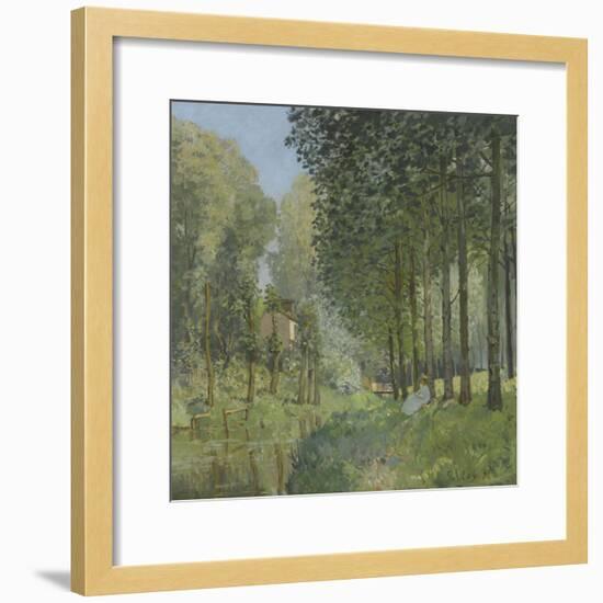 Le repos au bord du ruisseau.Lisière de bois-Alfred Sisley-Framed Giclee Print