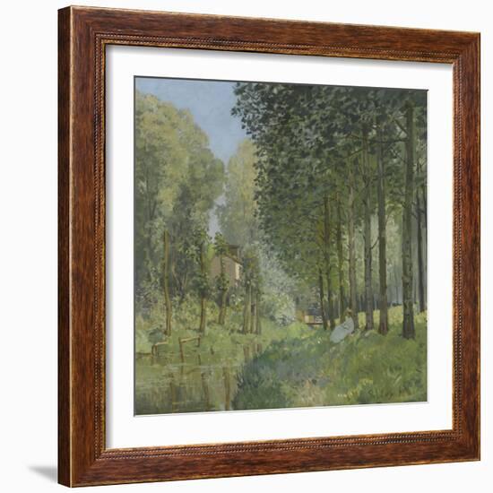 Le repos au bord du ruisseau.Lisière de bois-Alfred Sisley-Framed Giclee Print