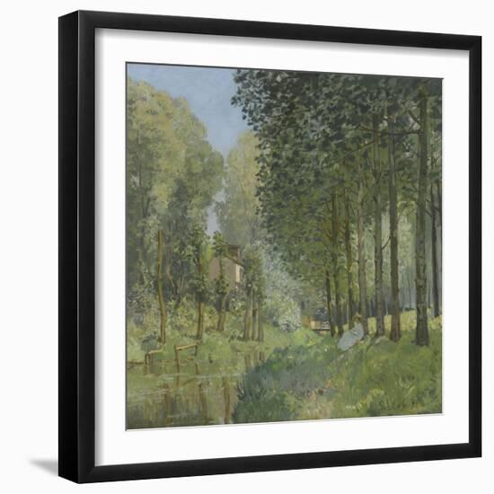 Le repos au bord du ruisseau.Lisière de bois-Alfred Sisley-Framed Giclee Print