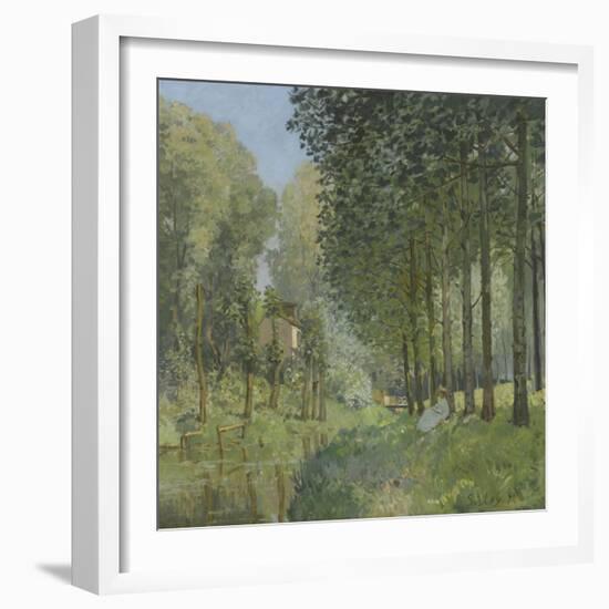 Le repos au bord du ruisseau.Lisière de bois-Alfred Sisley-Framed Giclee Print