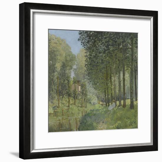 Le repos au bord du ruisseau.Lisière de bois-Alfred Sisley-Framed Giclee Print