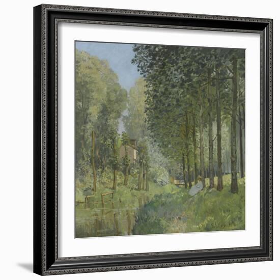 Le repos au bord du ruisseau.Lisière de bois-Alfred Sisley-Framed Giclee Print