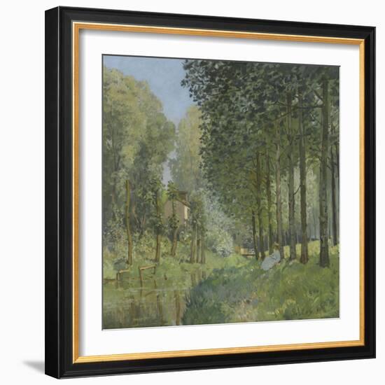 Le repos au bord du ruisseau.Lisière de bois-Alfred Sisley-Framed Giclee Print