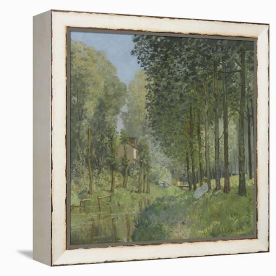 Le repos au bord du ruisseau.Lisière de bois-Alfred Sisley-Framed Premier Image Canvas