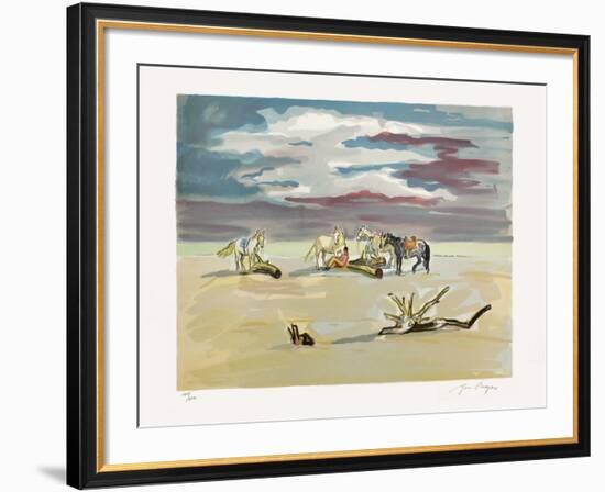 Le Repos des Cavaliers Sur la Plage-Yves Brayer-Framed Limited Edition