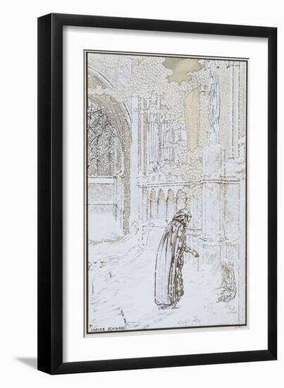 Le Rêve : Enfant abandonné et personnage sous la neige prés d'une église-Carlos Schwabe-Framed Giclee Print