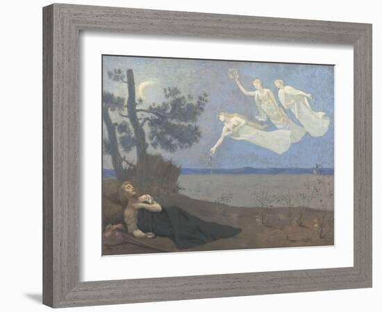 Le rêve. "Il voit dans son sommeil l'Amour, la Gloire et la Richesse lui apparaître"-Pierre Puvis de Chavannes-Framed Giclee Print