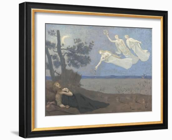 Le rêve. "Il voit dans son sommeil l'Amour, la Gloire et la Richesse lui apparaître"-Pierre Puvis de Chavannes-Framed Giclee Print