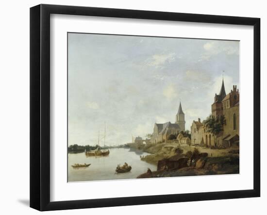 Le Rhin à Emmerich (Allemagne) avec l'église Saint-Martin-Jan Van Der Heyden-Framed Giclee Print