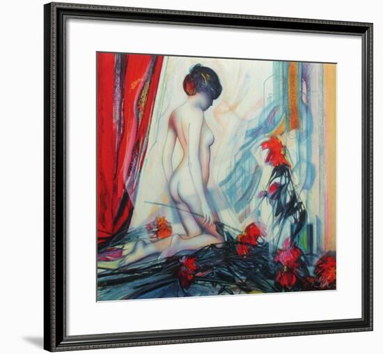 Le rideau rouge-Jean-Baptiste Valadie-Framed Premium Edition