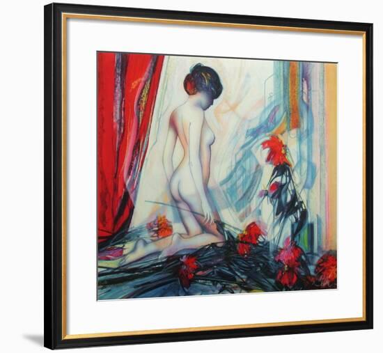 Le rideau rouge-Jean-Baptiste Valadie-Framed Premium Edition