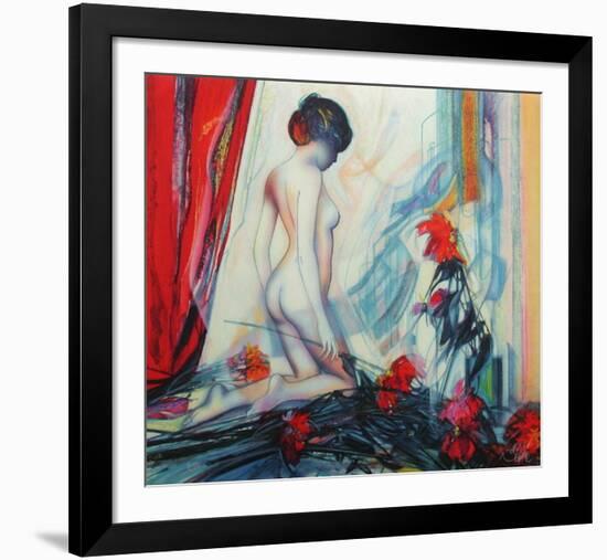 Le rideau rouge-Jean-Baptiste Valadie-Framed Premium Edition