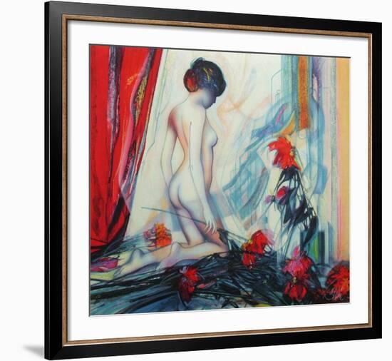 Le rideau rouge-Jean-Baptiste Valadie-Framed Premium Edition