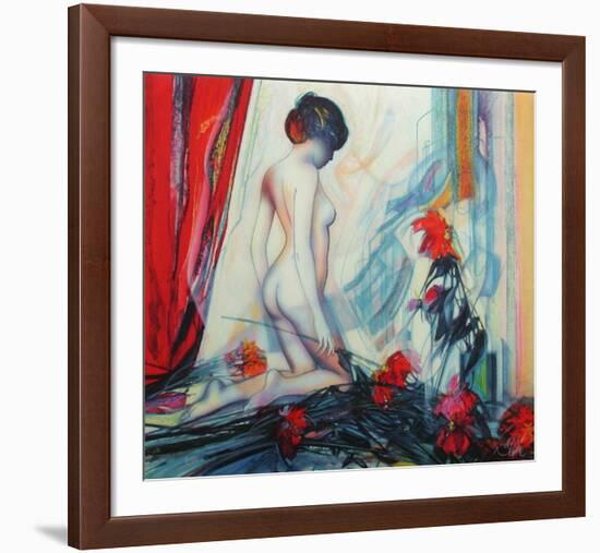 Le rideau rouge-Jean-Baptiste Valadie-Framed Premium Edition