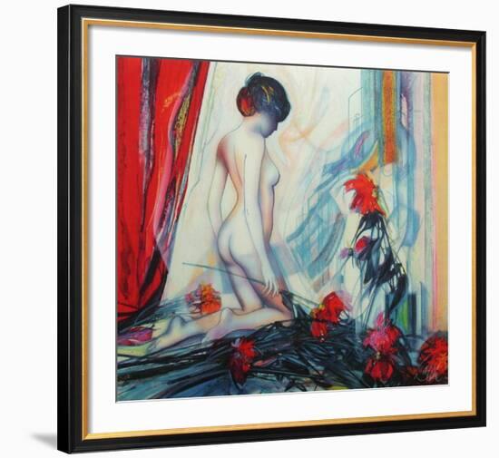 Le rideau rouge-Jean-Baptiste Valadie-Framed Premium Edition