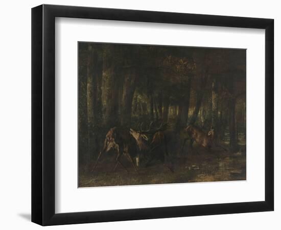 Le rut du printemps, combat de cerfs-Gustave Courbet-Framed Giclee Print