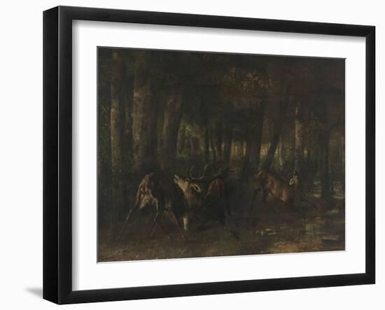 Le rut du printemps, combat de cerfs-Gustave Courbet-Framed Giclee Print