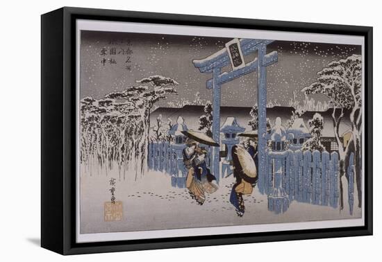 Le sanctuaire de Gion sous la neige-Ando Hiroshige-Framed Premier Image Canvas