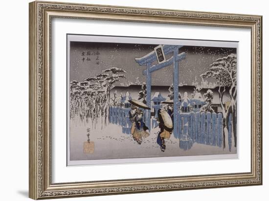 Le sanctuaire de Gion sous la neige-Ando Hiroshige-Framed Giclee Print