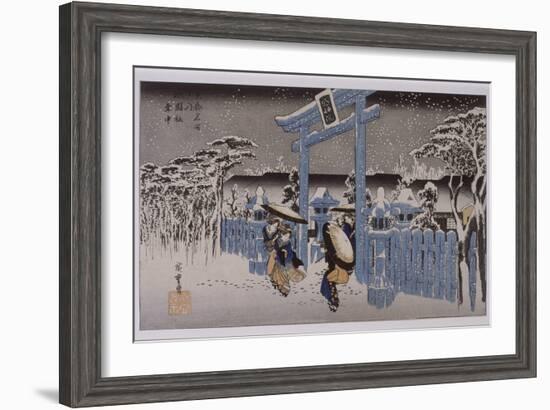 Le sanctuaire de Gion sous la neige-Ando Hiroshige-Framed Giclee Print