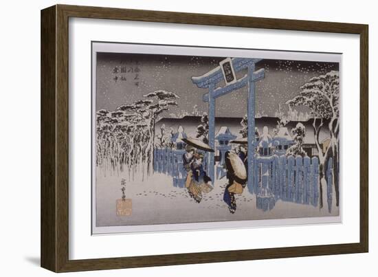 Le sanctuaire de Gion sous la neige-Ando Hiroshige-Framed Giclee Print