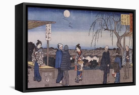 Le saule qui se retourne "Mikaeri Yanagi"-Ando Hiroshige-Framed Premier Image Canvas