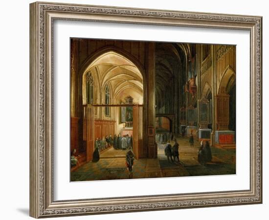 Le Service Du Soir Dans Une Eglise Gothique - Evening Service in a Gothic Church - Hendrick Van Ste-Hendrik van Steenwyck-Framed Giclee Print