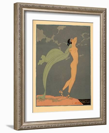Le Silence De Mnasidika, Illustration from Les Chansons De Bilitis, by Pierre Louys, Pub. 1922 (Poc-Georges Barbier-Framed Giclee Print