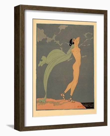 Le Silence De Mnasidika, Illustration from Les Chansons De Bilitis, by Pierre Louys, Pub. 1922 (Poc-Georges Barbier-Framed Giclee Print