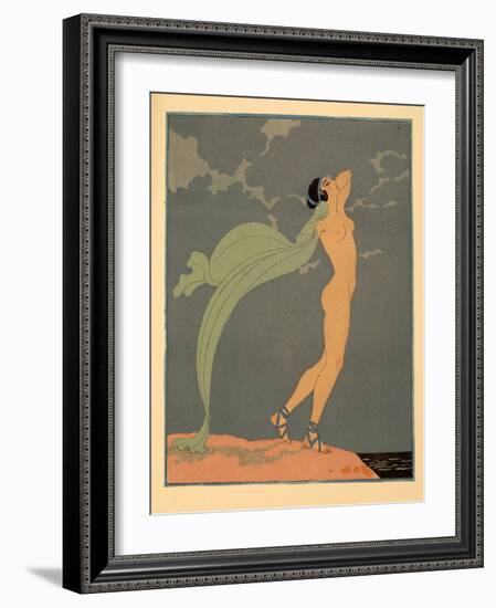 Le Silence De Mnasidika, Illustration from Les Chansons De Bilitis, by Pierre Louys, Pub. 1922 (Poc-Georges Barbier-Framed Giclee Print