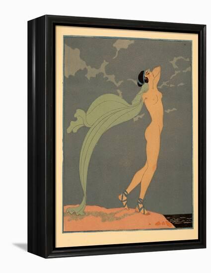 Le Silence De Mnasidika, Illustration from Les Chansons De Bilitis, by Pierre Louys, Pub. 1922 (Poc-Georges Barbier-Framed Premier Image Canvas