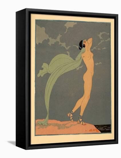 Le Silence De Mnasidika, Illustration from Les Chansons De Bilitis, by Pierre Louys, Pub. 1922 (Poc-Georges Barbier-Framed Premier Image Canvas