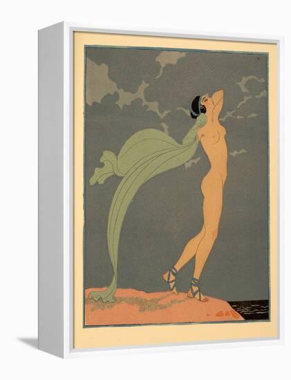 Le Silence De Mnasidika, Illustration from Les Chansons De Bilitis, by Pierre Louys, Pub. 1922 (Poc-Georges Barbier-Framed Premier Image Canvas