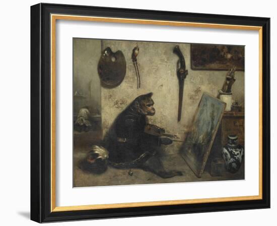 Le Singe peintre dit Intérieur d'atelier-Alexandre Gabriel Decamps-Framed Giclee Print