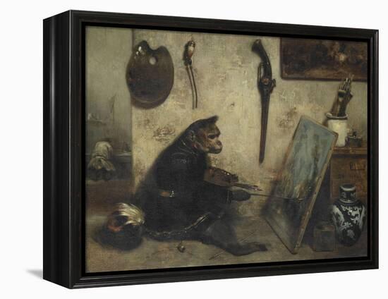 Le Singe peintre dit Intérieur d'atelier-Alexandre Gabriel Decamps-Framed Premier Image Canvas