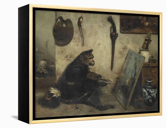 Le Singe peintre dit Intérieur d'atelier-Alexandre Gabriel Decamps-Framed Premier Image Canvas