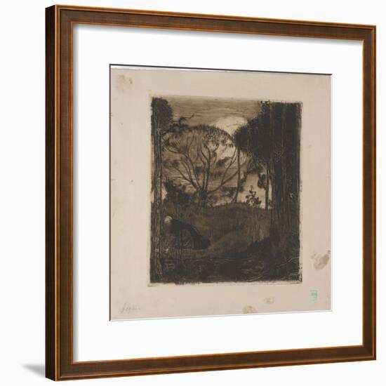 Le Soir (Evening) or La Glaneuse (The Gleaner) 1893 (Etching, Aquatint, Lavis and Roulette)-Armand Seguin-Framed Giclee Print